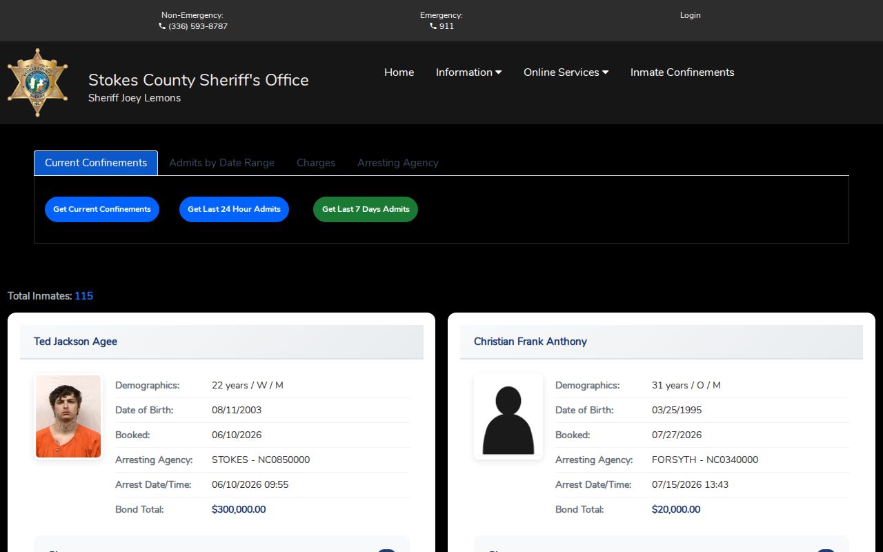 Stokes County arrest records Citizen Connect search controls