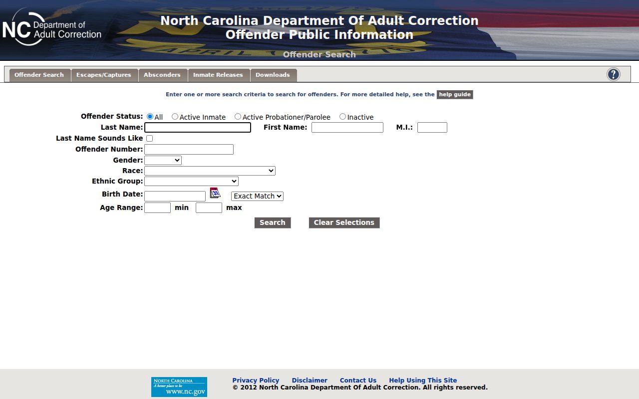 Stokes County criminal history NCDAC offender record search