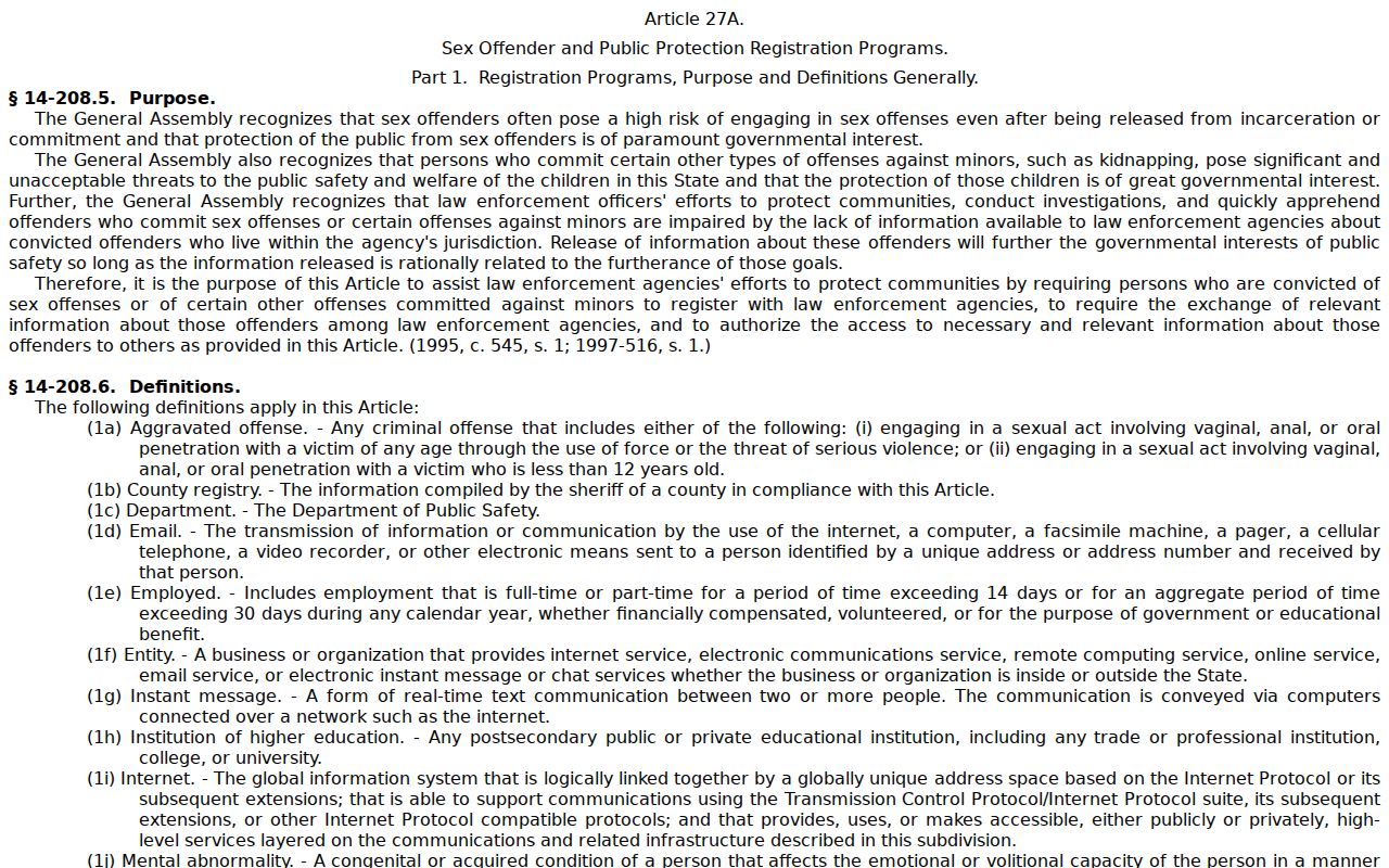 North Carolina law for a Stokes County sex offender check